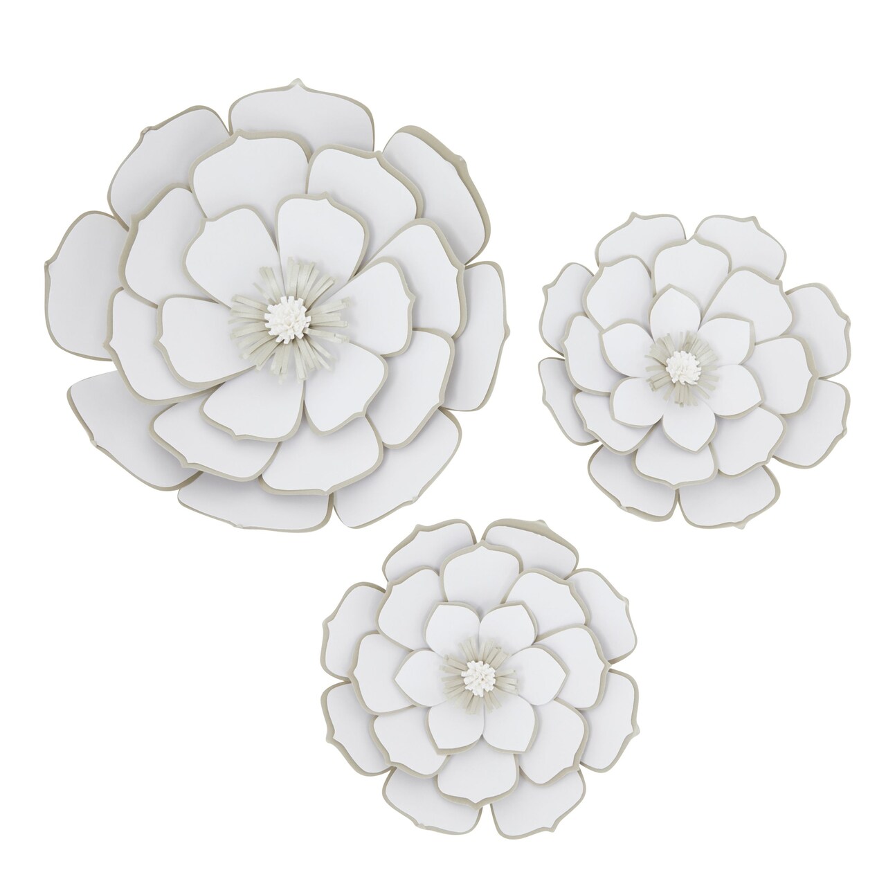 White 3D Paper Flowers Decorations for Wall Decor, Wedding, Nursery (3  Pieces)